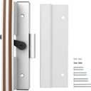 Baomain Surface Mount Sliding Patio Door Handle Set, 4-15/16" Hole Spacing C-to-C, Clamp Style Aluminum Replacement for Sliding Glass Doors, White with Woodgrain Finish