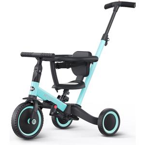 newyoo Toddler Tricycles for 1-3 Year Olds, Toddler Bike, Baby Balance Bike, Christmas and Birthday Gift for Boy and Girl, Trike with Push Handle, Safety Guard, Safety Belt, Blue, TR008
