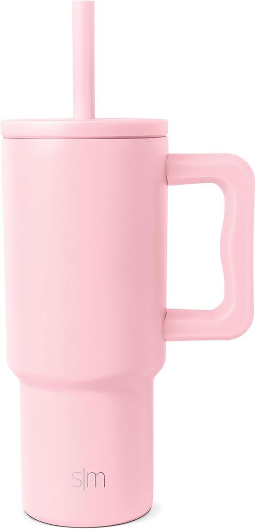 Simple Modern Kids 24 Oz Tumbler with Handle and Silicone Straw Lid | Spill Proof and Leak Resistant | Reusable Stainless Steel Bottle | Gift for Kids Boys Girls | Trek Collection | Blush