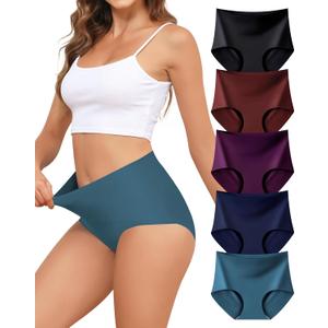 Oegho Seamless Underwear for Women High Waisted No Show Panties Full Coverage Briefs Invisible Soft 5 Pack S-XXL (Medium)