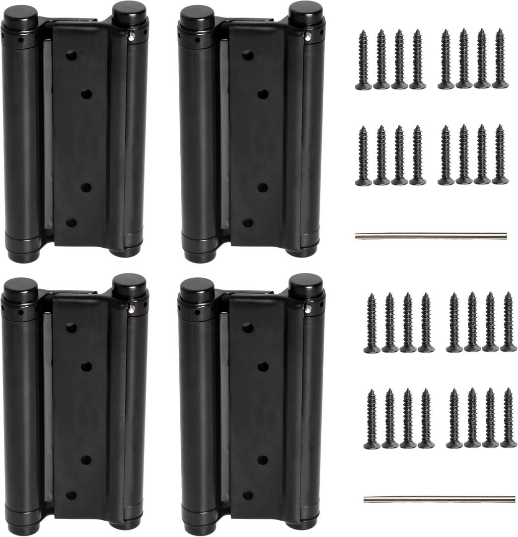 6inch Double Action Spring Hinges, Self Closing Door Hinges for Cafe Saloon Pub Swinging Doors, 201 Stainless Steel, Including Pins and Screws, 4Pack