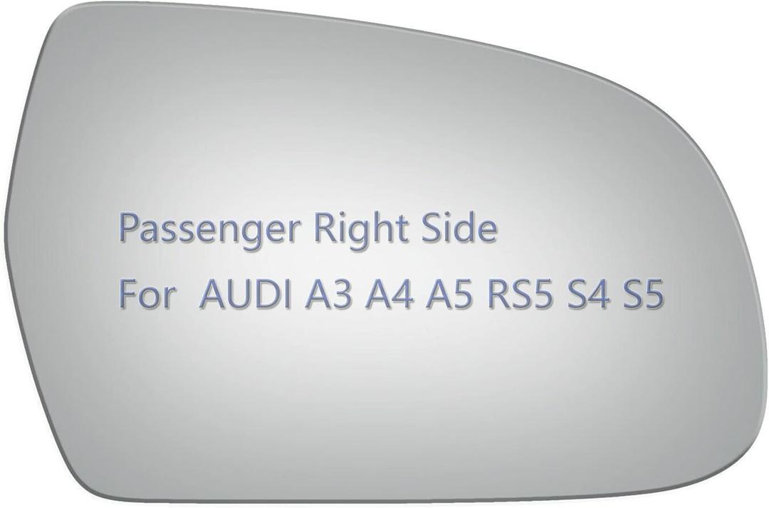 JZSUPER Side Mirror Glass fit for Audi A3 A4 A5 Quattro, RS5 S4 S5 Passenger Right Side RH Convex, Including Adhesive (2010-2017)