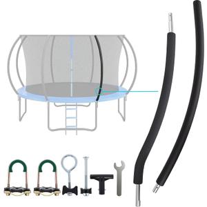 Wadoy Trampoline Poles Replacement Enclosure Poles Kit Universal Fits 6 Straight or Curved Poles Round Frame with Clamp and Hardware for 12Ft, 13Ft, 14Ft, 15Ft, 16 Ft Trampolines