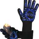 BBQ Grill Gloves 1472F Heat Resistant, XL Long Non-Slip Oven Mitts for Baking, Kitchen, Campfire, Smoker and Outdoor Cooking, EN407 Certified, Washable, Blue