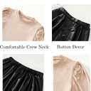 Girls Skirt Sets 2 Piece Outfits Long Sleeve Puff Mock Neck Tops and Plaid Skirts Fall Winter Clothes Size 6-14Y (11-12 Years, Khaki & Black)