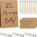 Sabary 64 Pcs Baby Shower Games Include How Big is Mommy's Belly Sign Measure Bump Game 50 Cards 10 Pencils 3 Measuring Tapes for Baby Shower Gender Reveal Party Supplies(Kraft)