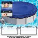 33 ft Round Heavy Duty Winter Pool Cover, Royal Blue, Above Ground Pool | 185 GSM Extra-Thick Heavy-Duty, Weatherproof, -10°F, 4-ft Overlap, Cable, Winch & Grommets, Blocks Debris & Snow