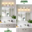 Ascher Bathroom Light Fixtures, 4-Light Vanity Lights with Clear Glass Shade, Modern Brushed Nickel Wall Light for Mirror Bedroom Hallway Cabinet Porch