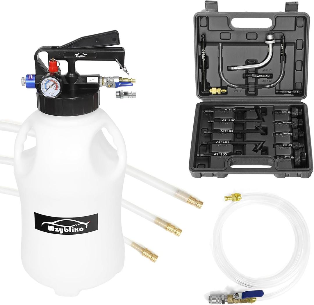 6L Transmission Fluid Pump and Oil Extractor Pump,6L Automatic Transmission Fluid Pump Fluid Extractor/Dispenser for ATF Filler System with 15 Pieces ATF Filler Adapters and 4 Hoses (Black, 6L)