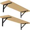 DINZI LVJ Long Wall Shelves, 31.5 Inch Wall Mounted Shelves Set of 2, Easy-to-Install, Wall Storage Ledges with Sturdy Metal Brackets for Living Room, Bathroom, Bedroom, Kitchen, Natural