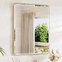 TETOTE Brushed Nickel Mirrors for Wall 30 x 36 Beveled Edge Tempered Glass, Rounded Corner Rectangle Framed Mirror for Modern Bathroom, Living Room, Bedroom, Entryway