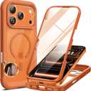 Miracase Magnetic for iPhone 17 Pro Case 6.3" [Compatible with MagSafe] Full-Body Phone Case with Built-in Glass Screen Protector & Camera Control,Drop Proof iPhone 17 Pro Cover, Orange
