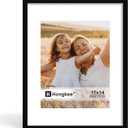 Hongkee 11x14 Picture Frame, Made of Solid Wood with Real Glass, Display Pictures 8x10 with Mat or 11 x 14 without Mat - Wall and Tabletop (Black, 1 Pack)
