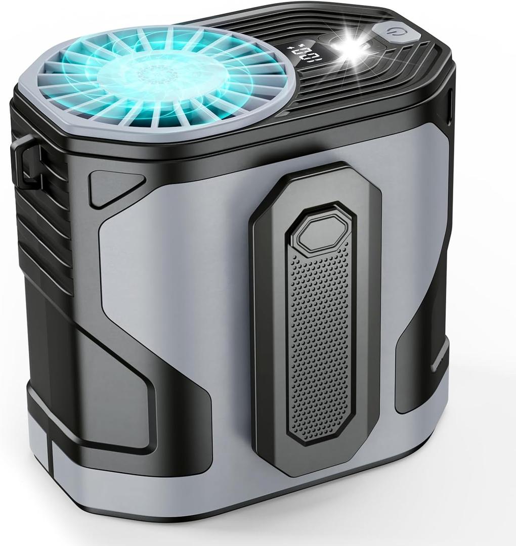 Portable Waist Fan, Wearable Belt Fan 10 Speeds Powerful Airflow, Hands-FreeHanging Neck Fan Rechargeablewith up to 24H+ of Working Time, for Camping, Outdoor, Jobsite