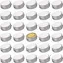 0.5 oz Screw Top Aluminum Tin Jar with Screw Lid and Blank Labels (Silver - Pack of 32)