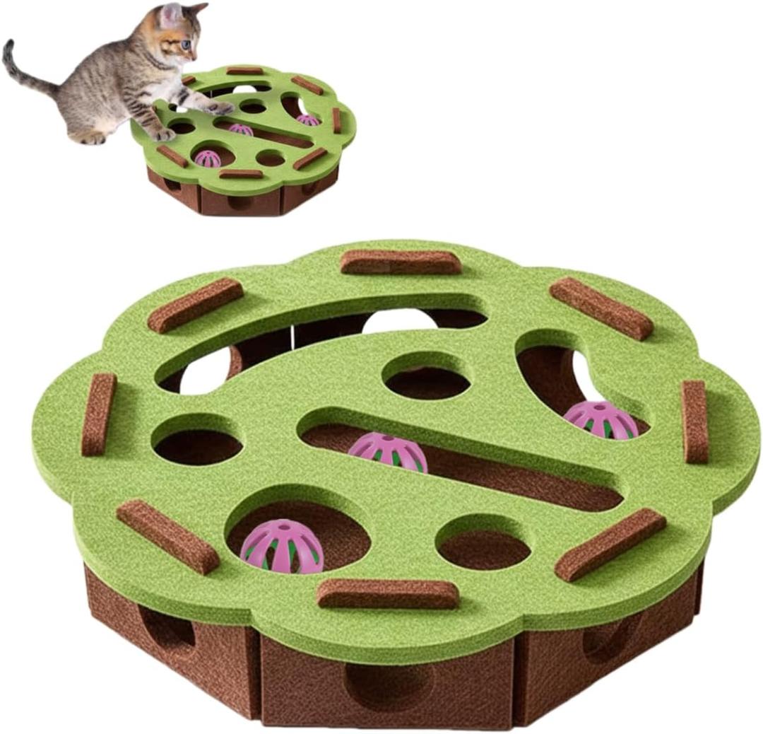 Cat Scratch Puzzle Enrichment Box, Interactive Cats Nail File Enrichment Felt Maze Toy