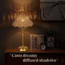 Rechargeable Cordless Boho Rattan Table Lamp, 16-Inch, Gold