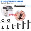 mxuteuk 620PCS M3 Screws Assortment Kit,M3 Screw Kit Suitable for 3D Printer,6/8/10/12/16/20mm 12.9 Grade Alloy Steel Black Zinc Hex Socket Head Bolts Nuts Washers Kit