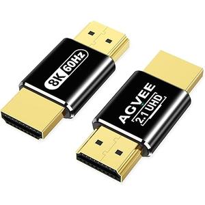 AGVEE 2 Pack 8K Male to Male HDMI Adapter, 8K@60HZ HDR HDMI 2.1 Coupler Converter Extension Connetor, Aluminium Alloy Shell for HDTV Roku Stick, Switch, Xbox One, PS4, PC, Black