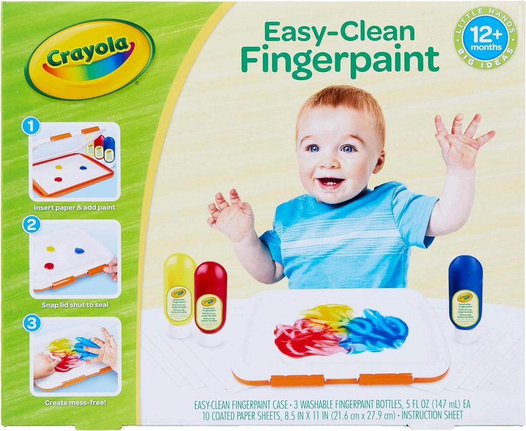 Crayola Mess Free Finger Painting Station  Washable Finger Paint for Toddlers, Christmas Gifts for Grandkids, Arts & Crafts Set, Sensory Activity, Travel Toy, Ages 1+