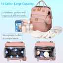 Jeryswet Baby Diaper Bags with Changing Station, Waterproof Large Capacity Diaper Bag Backpack for Moms Dads with USB Charging Port and Stroller Straps, Baby Shower Gifts, Pink