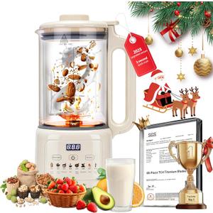 New Flagship Nut Milk Maker 50.73oz|10-in-1 Automatic Soy Milk Maker|48-Piece TC4 Titanium Blades|Ultra-Quiet & Aero Ti-Coating Anti-Burn|Almond/Soy/Oat Milk&Juice|Delay Start Keep Warm Self-Cleaning, Off-White)