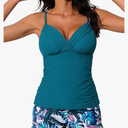 Summer Mae Twist Front Tankini Swimsuits for Women 2025 Flattering Tummy Control Ribbed Two-Piece Bathing Suits, S