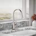 KOHLER K-597-VS Simplice Pull Down Kitchen Faucet, 3-Spray Faucet, Kitchen Sink Faucet with Pull Down Sprayer, Vibrant Stainless