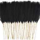 50pcs Faux Pampas Grass, 21.6" Short Artificial Pompous Grass Floral Fake Pompas Grass Branches Vase Filler Flower Arrangement for Home Wedding Boho Decor, Black