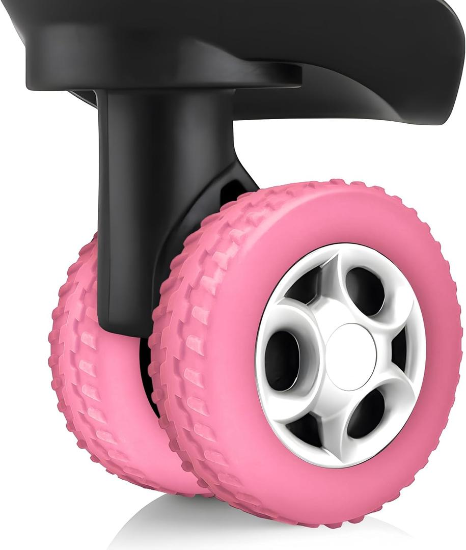 (8 Pack) Silicone Luggage Wheel Covers for 8-Spinner Wheel Suitcases, Mute & Shock Absorption Protector, Wear-Resistant & Noise-Reducing, Perfect for Travel (Pink)