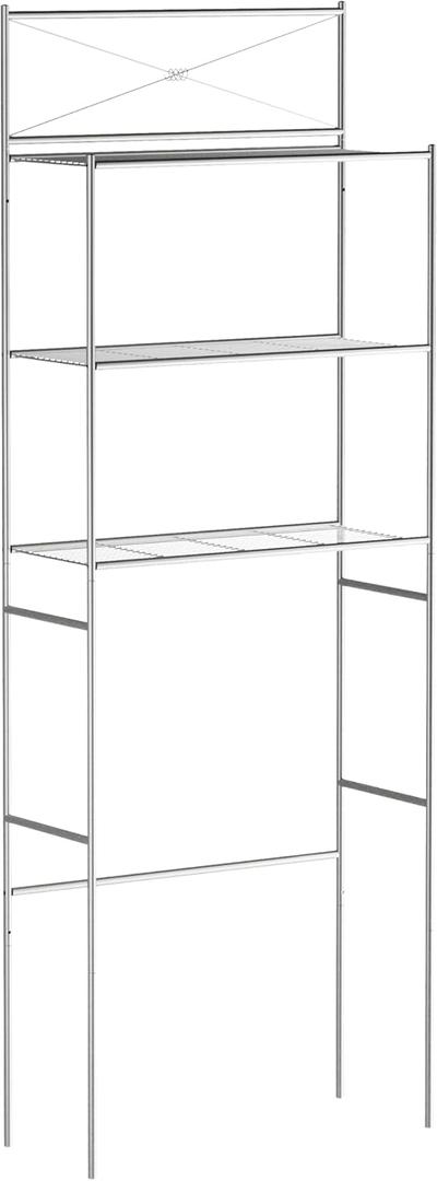 Zenna Home Over The Toilet Storage, Metal Bathroom Storage Organizer with 3 Shelves, Easy Assembly Bathroom Space Saver that Fits Above Toilet, Satin Nickel