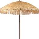 Hula Thatched Tiki Umbrella Tropical Palapa Raffia Tiki Hut Hawaiian Patio Umbrella with Fringe Boho Parasol 6' 8' & 9' Options