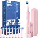 Rtauys R6 Rotating Electric Toothbrush for Adults, Fast Charge, Come with 8 Brush Heads (2 Types) and Travel Case, 5 Modes, 50000VPM Powered Toothbrush, 2 Minute Timer