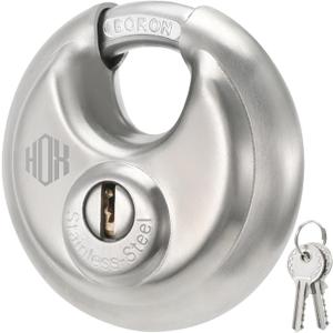 Heavy Duty Padlock with Key 70mm Stainless Steel Commercial Discus Keyed Lock, High Security, 1 Pack