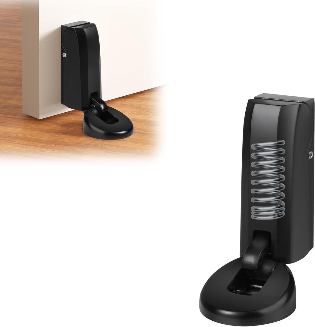 Mechanical Door Stoppers with Hydraulically WYGWP Windproof Heavy Duty Stop Holder Height Adjustable for Offices Home (Black)