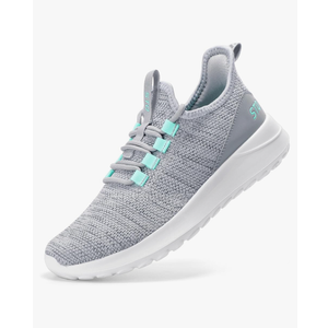 STQ Womens Slip On Sneakers Breathable Orthopedic Tennis Walking Shoes Plantar Fasciitis Workout Gym Cross Training Sneaker Grey Teal 8.5