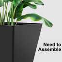 Tall Black Planter for Outdoor Plants, 22" Outdoor Planters for Porch,Mertal Large Flower Pot with Drainage Holes for Porch,Garden, Patio, Yard