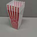 Novelty Place Plastic Red White Striped Classic Popcorn Containers For Movie Night - 7.8 Inch Tall x 3.8 Inch Square (4 Pack)