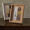 Picture Frame Set, 4x6 Photo Frames with Foldable Stand, Stylish Tabletop Display, Durable Wood Design, 3Pcs, Brown, Marble, Natural Wood Color