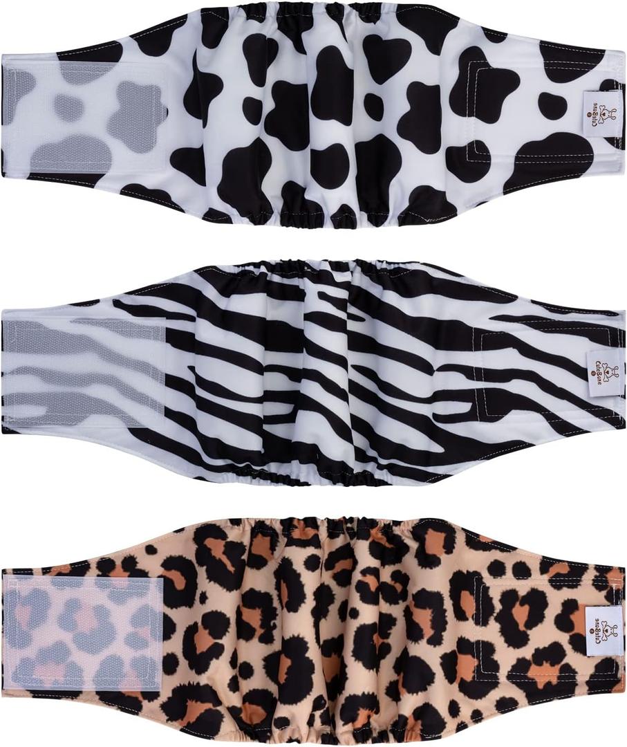 CuteBone Dog Diapers Male Washable Belly Band for Male Dogs Wraps 3pcs a Pack DM39XS