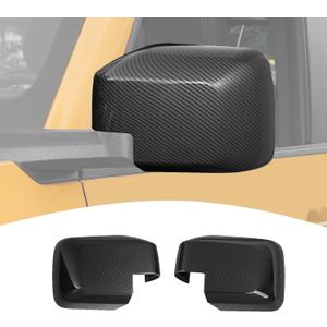 for Bronco Side Mirror Cover Trim Carbon Fiber for Ford Bronco 2021 2022 2023 Carbon Fiber Exterior Accessories 2pcs (for Mirror Without Light & Not for Sport)