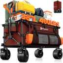 Originsure 220L Collapsible Wagon Cart Foldable, 460lbs Load Capacity Heavy Duty Folding Beach Wagons with Big All-Terrain Wheels, Utility Carts for Groceries, Shopping, Camping, Sports - Red