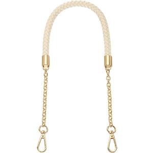 uxcell PU Leather Chain Purse Strap, 24.4 Inch Braided Purse Handle Replacement for Handbags Underarm Bag Tote (Beige, Light Gold Buckle)