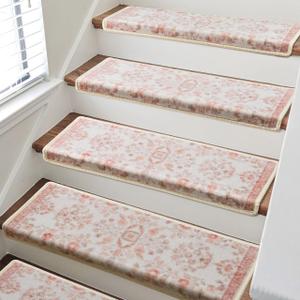 RORA Bullnose Stair Treads for Wooden Steps, Non Slip Stair Carpet 7pcs