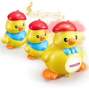 SYNCFUN Musical Duck Toy with 2 Baby Ducks, Crawling Tummy Time Toy with Light & Music, Early Learning Education, Christmas Birthday Gift for Boys Girls Aged 6+ Months, Easter Gift