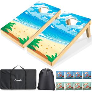 Cornhole Board Set, 2ft x 1ft Regulation Size Solid Wood Cornhole Set with 8 Bean Bags,2 Cornhole Boards, 1 Carry Bag, Corn Hole Games for Kids Indoor Outdoor Toss Games Beach Competitions