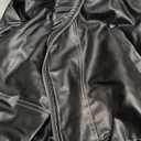Tankaneo Womens Oversized Leather Bomber Jackets Cap Sleeve Zip Up Motorcycle Coats with Pockets M