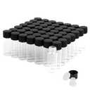 4ml Clear Glass Vials with Screw Caps and Plastic Stoppers, 1 Dram Small Liquid Sample Vial, Leak-Proof Vial, 50PCS