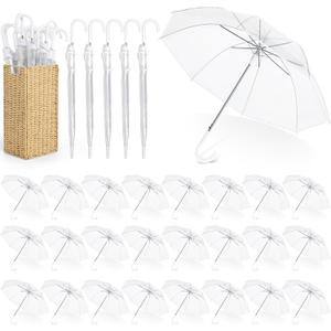 Aodaer Clear Wedding Umbrella with Foldable Storage Box Transparent Auto Open Stick Umbrellas Windproof Large Canopy Umbrella with J Hook Handle for Outdoor Activities, Wedding Photography