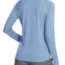 baleaf Women's Workout Shirts Long Sleeve Running Tops Quick Dry Moisture Wicking Athletic T-Shirts for Exercise Gym Sports Yoga Heather Blue 2XL (XXL)